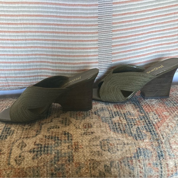 VTG Yves Saint Laurent Green Wedge Heels Size 9 - Picture 3 of 7